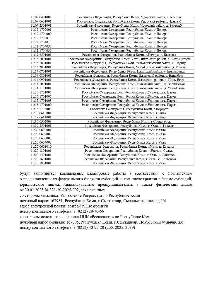 Извещение о начале выполнения комплексных кадастровых работ